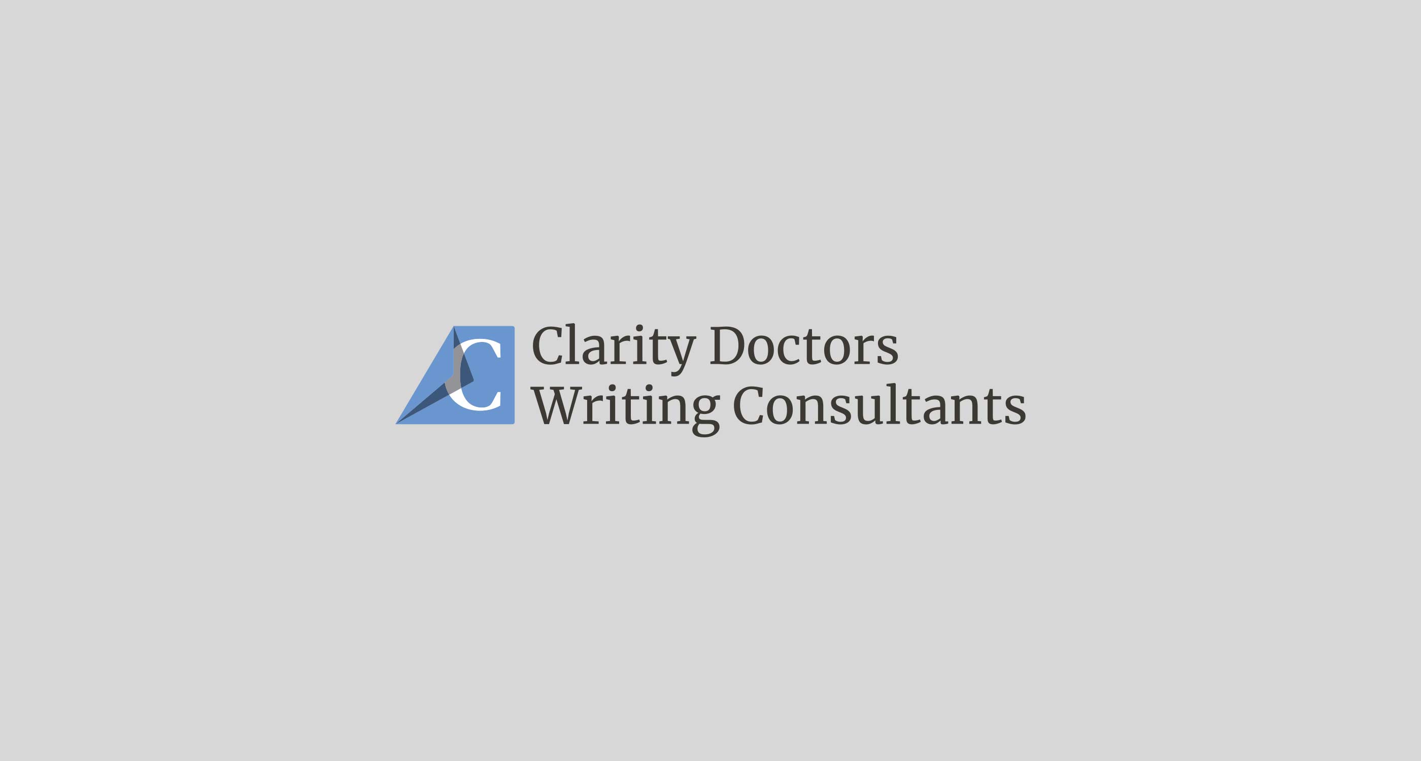 Clarity Doctors Writing Consultants Logo on a Grey Background by Karbon Branding