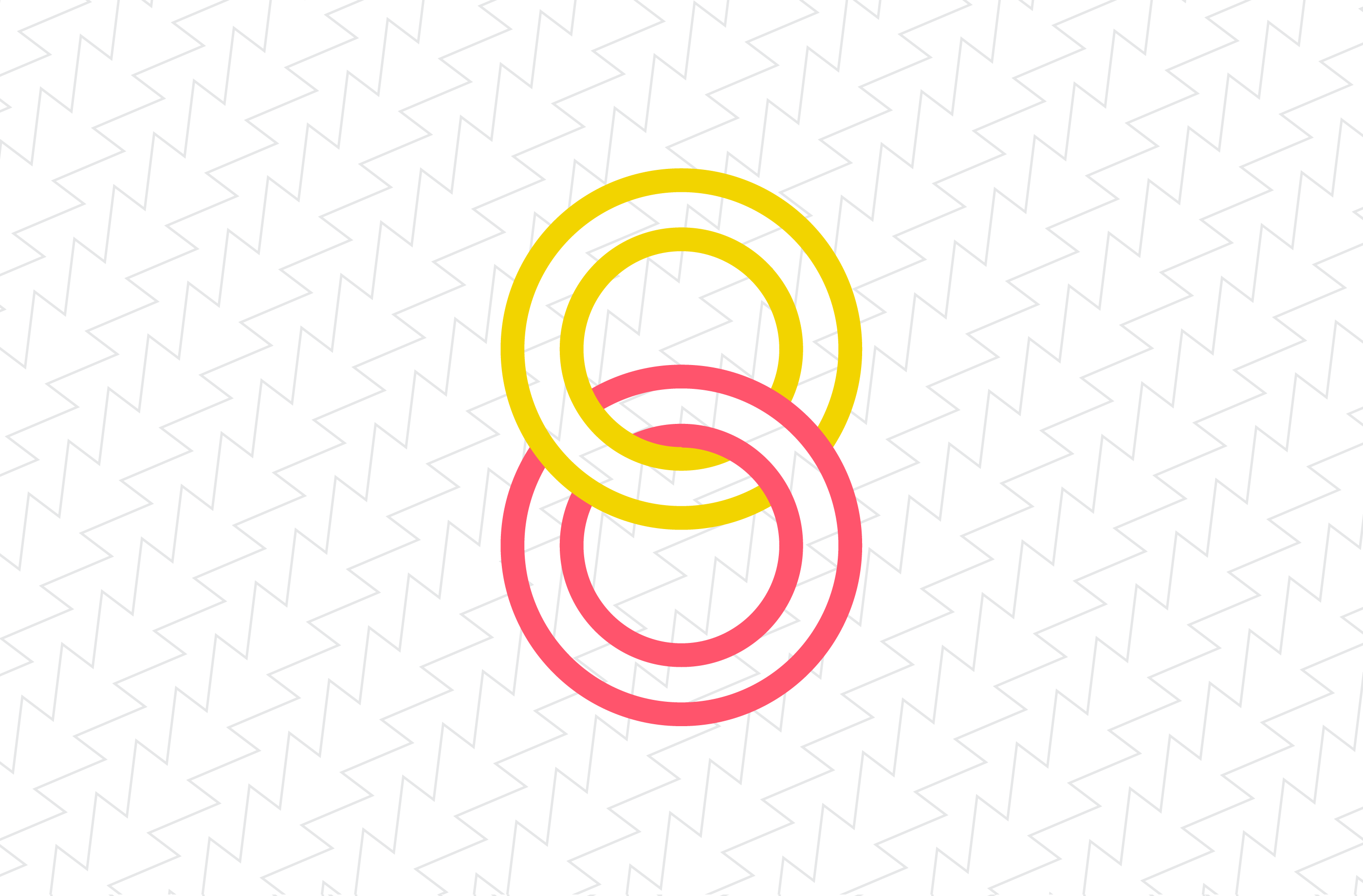 Marketing symbol design with red and yellow interlinking circles.