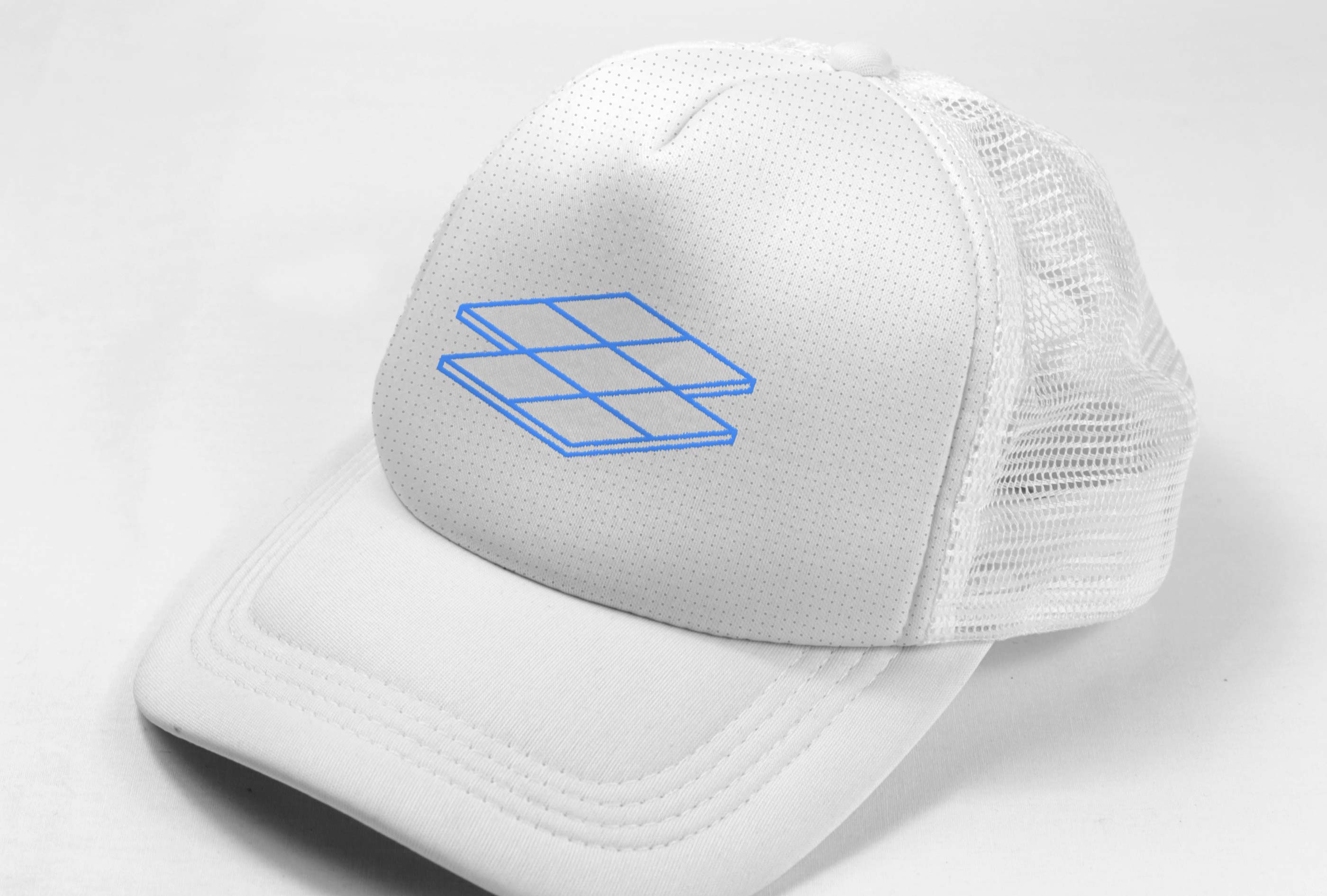 Light Blue Tile Logo on a White Cap