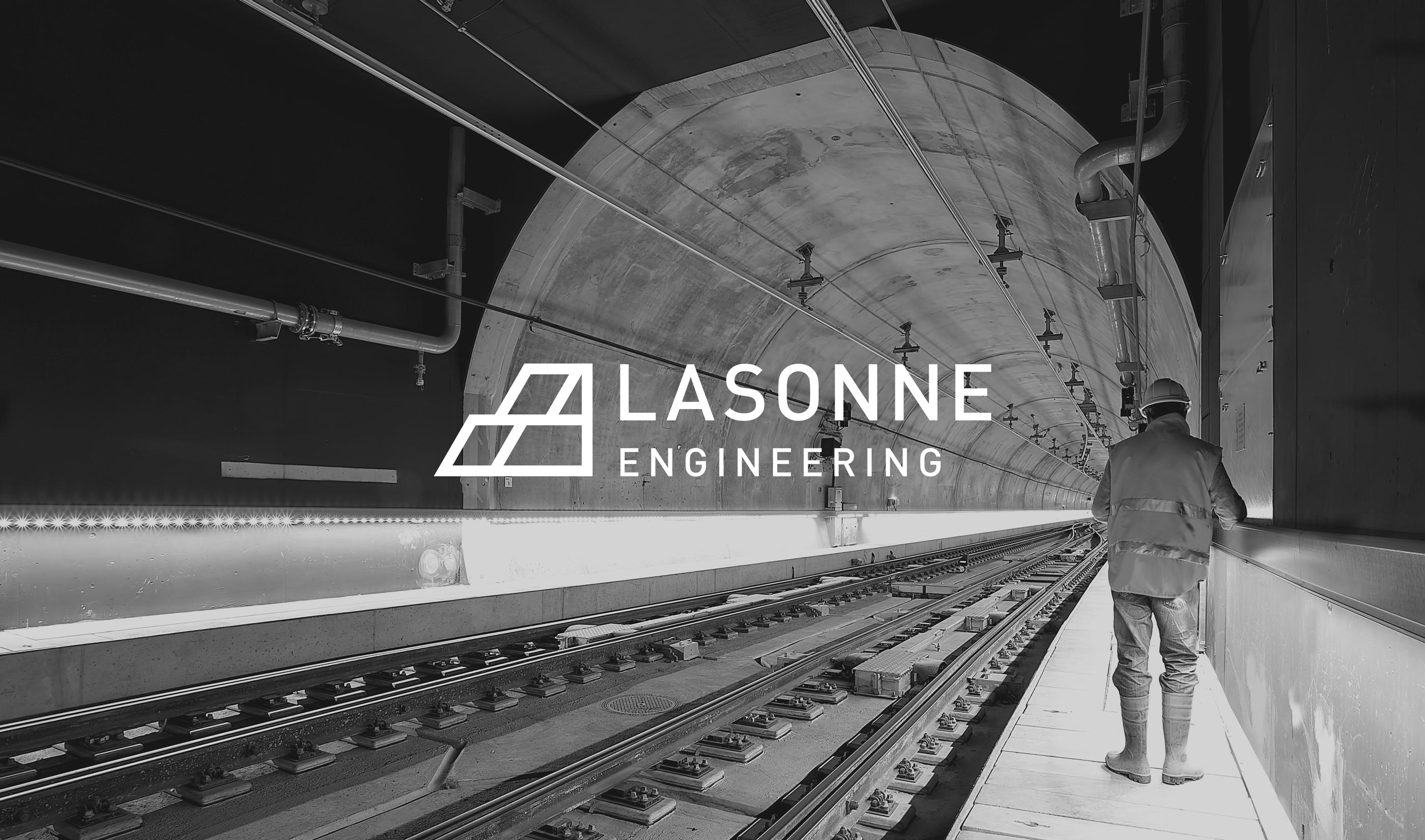Lasonne Engineering Logo Design Over Industrial Tunnel Image by Karbon Branding