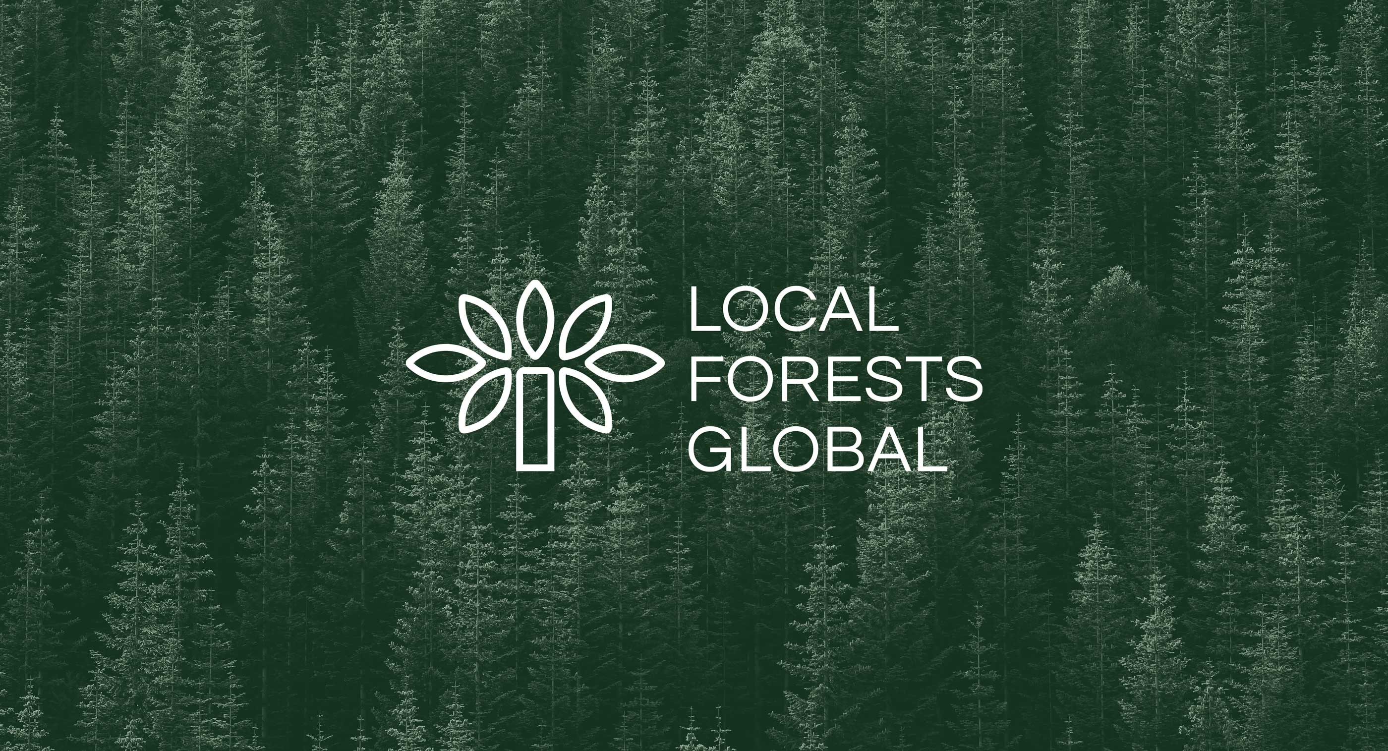Local Forests Global Logo Design, Showing a Simplified Tree Beside the Name