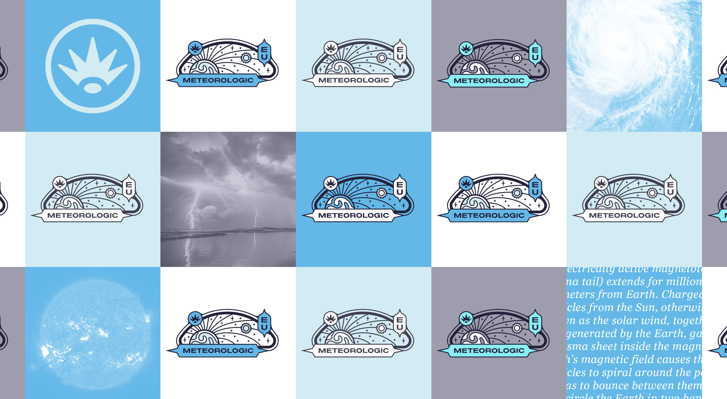 Multiple Meteorologic Science Crest Logo Designs on Different Backgrounds